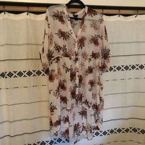 Sheer fall high low dress